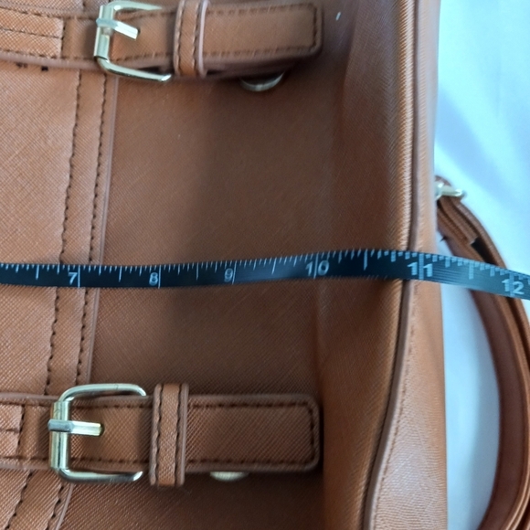 Womens Backpack Handbag Pockets Faux Leather Brown  Large - Picture 5 of 9